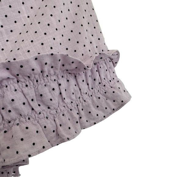 La Vie Rebecca Taylor Short Sleeve Dahlia Dot Top Size Small Purple Black Ruffle - Picture 4 of 8